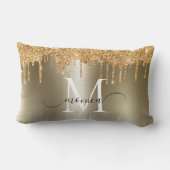 金ゴールドメタルグリッタードリップモノグラム名 ランバークッション (裏面)