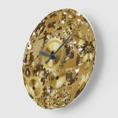 金ゴールドメタルスチームパンクウォールクロック ラージ壁時計 (傾斜)