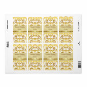 金ゴールドメタルダマスクホワイトホリデーワインラベル ラベル (フルシート)