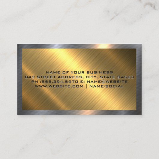 金ゴールドメタルトラックロゴ |高光沢ブラック 名刺 (裏面)