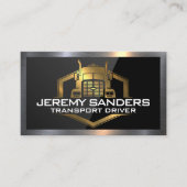 金ゴールドメタルトラックロゴ |高光沢ブラック 名刺 (正面)