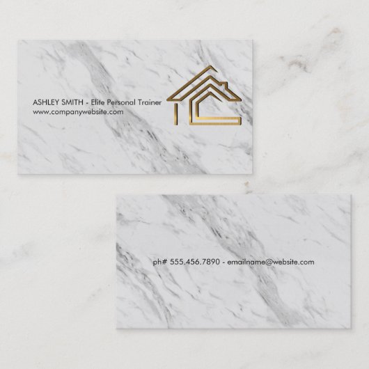 金ゴールドメタルハウスロゴ | 大理石 名刺 (正面/裏面)