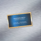 金ゴールドメタルフレーム | ブルーメタルバックグランドビジネス マグネット名刺 (インサイチュ)