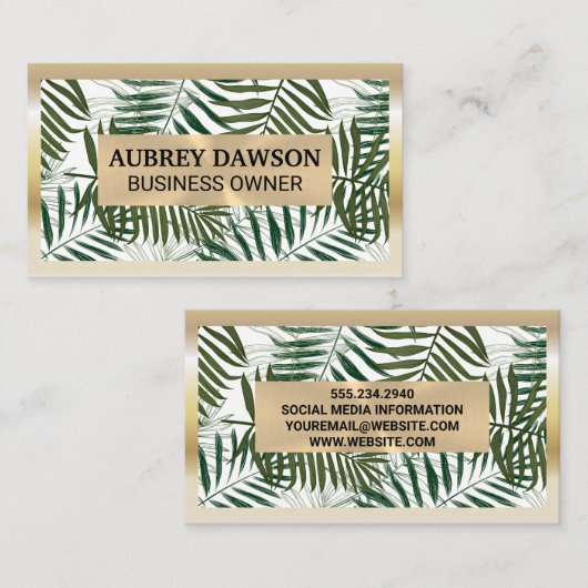 金ゴールドメタルフレーム | ボホパーム離れスタイル 名刺 (正面/裏面)