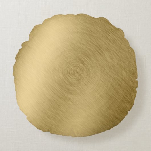 金ゴールドメタルブラシバックグラウンドまたはテクスチャ抽象 ラウンドクッション (正面)