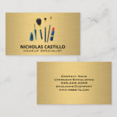 金ゴールドメタルブラシ |メイクアップブラシ 名刺 (正面/裏面)