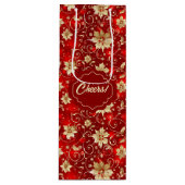 金ゴールドメタルポインセティアス赤 ワインギフトバッグ (正面)