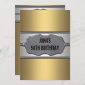 金ゴールドメタルマン50th誕生日パーティー 招待状 (正面/裏面)