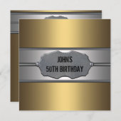 金ゴールドメタルマン50th誕生日パーティー 招待状 (正面/裏面)