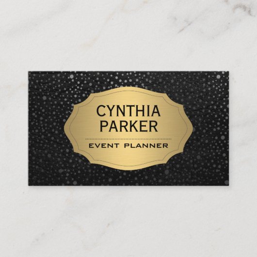 金ゴールドメタルルクス |金属の斑点のあるドット 名刺 (正面)