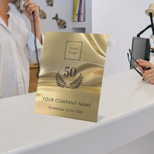 金ゴールドメタルロゴ事業年数 台座サイン