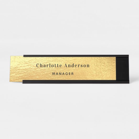 金ゴールドメタル名タイトルクラシック エレガント デスクネームプレート (正面)
