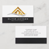 金ゴールドメタル実在エステートロゴ | レザー 名刺 (正面/裏面)