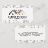 金ゴールドメタル実在エステートロゴ | 大理石 名刺 (正面/裏面)