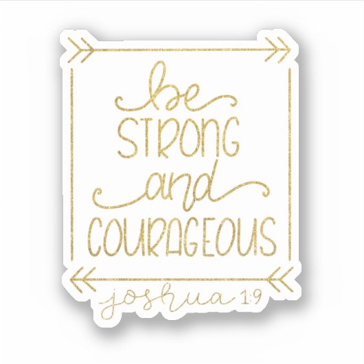 金ゴールドメタル強く勇気のあるステッカー シール (正面)