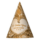 金ゴールドメタル結婚ハート記念日 パーティーハット (正面)