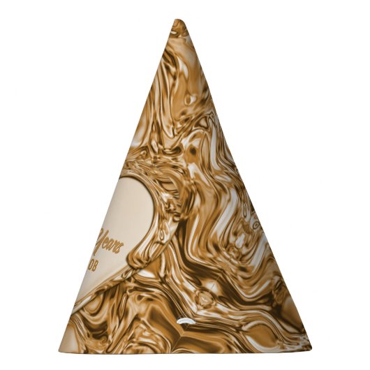 金ゴールドメタル結婚ハート記念日 パーティーハット (右)