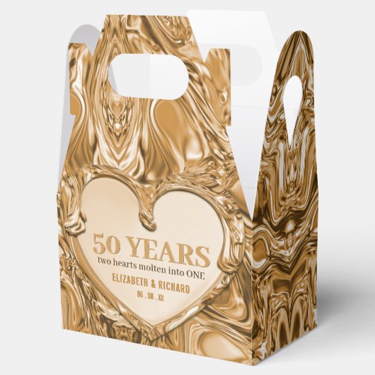 金ゴールドメタル結婚ハート記念日 フェイバーボックス (オープン)