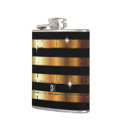 金ゴールドメタル&ブラックストライプ | DIYモノグラム フラスク (左)