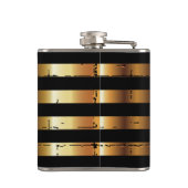 金ゴールドメタル&ブラックストライプ | DIYモノグラム フラスク (裏面)