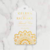 金ゴールドメダリオンエレガントマンダラ結婚ズ・サンキュー ギフトタグ (正面)