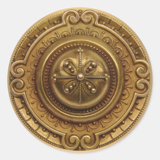 金ゴールドメダリオンステッカー ラウンドシール (正面)