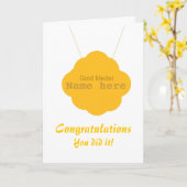金ゴールドメダルおめでとう名の前 カード (黄色い花)