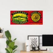 金ゴールドメダルサーモン缶ラベルKodiak島, AK ポスター (ホームオフィス)