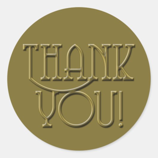 金ゴールドメダルスタイルありがとうステッカー ラウンドシール (正面)