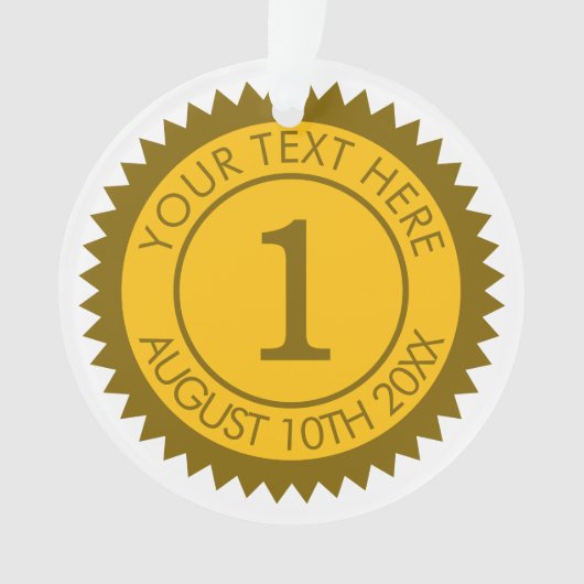 金ゴールドメダル優勝者1位カスタム。 オーナメント (正面)