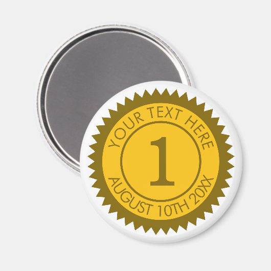 金ゴールドメダル優勝者1位カスタム。 マグネット (正面/裏面)