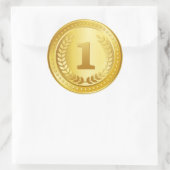 金ゴールドメダル1位優勝者ステッカー ラウンドシール (バッグ)