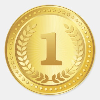 金ゴールドメダル1位優勝者ステッカー ラウンドシール