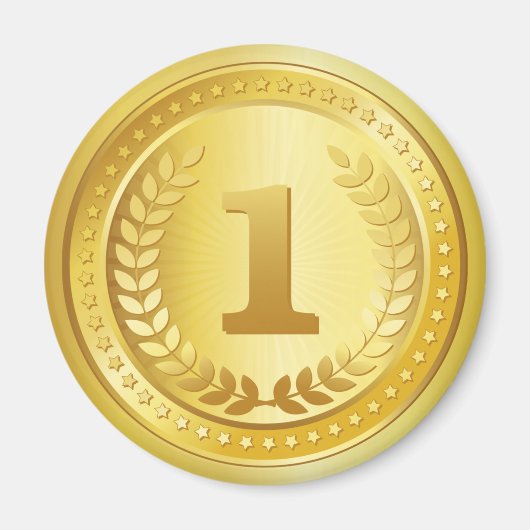 金ゴールドメダル1位入賞者ボタン マグネット (正面)