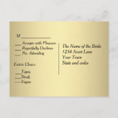 金ゴールドメニューRSVP インビテーションポストカード (裏面)