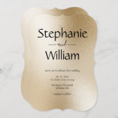 金ゴールドメモダンタルシンプル結婚 招待状 (正面/裏面)