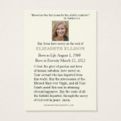 金ゴールドメリアンクロスヴァージンメリーモディラル祈りの言葉カード (裏面)