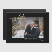 金ゴールドメリモダンークリスマスブラック磁気カード (正面/裏面)