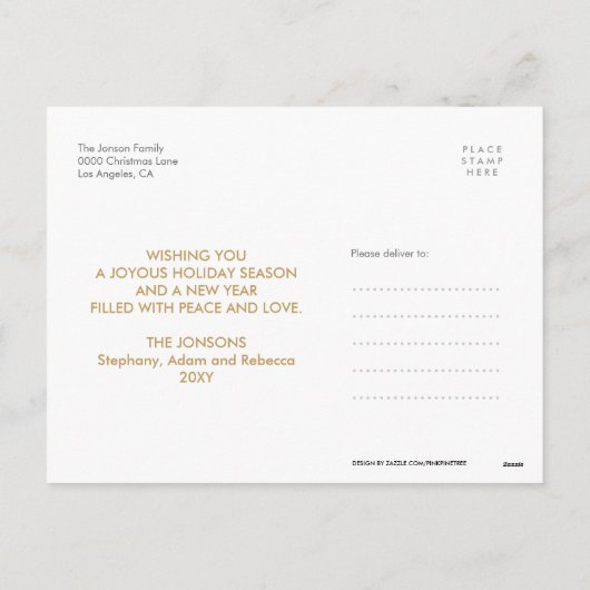 金ゴールドメリーおもしろいと明るい写モダン真 シーズンポストカード (裏面)