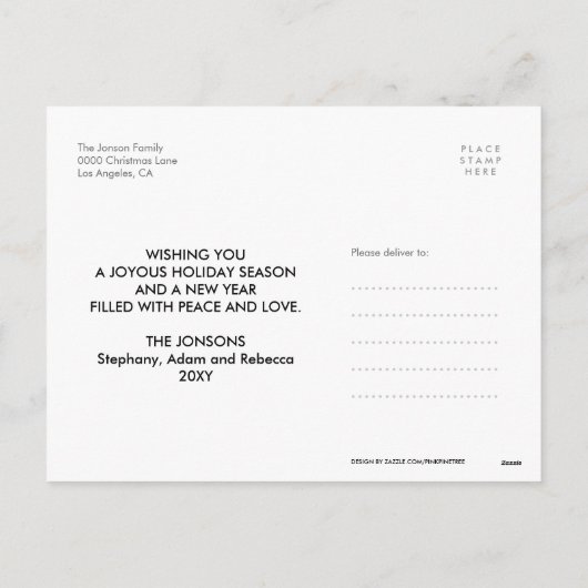 金ゴールドメリーおもしろい明るい写モダン真はがき シーズンポストカード (裏面)