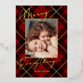 金ゴールドメリーすべて書道赤い格子写真 箔シーズンカード (正面)