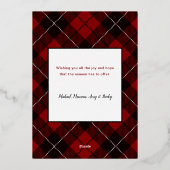 金ゴールドメリーすべて書道赤い格子写真 箔シーズンカード (裏面)