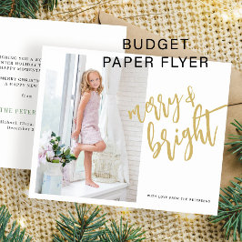 金ゴールドメリーと明るいクリスマスの写真のホリデーカード チラシ