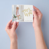 金ゴールドメリーと明るいクリスマスの写真のホリデーカード チラシ (手)