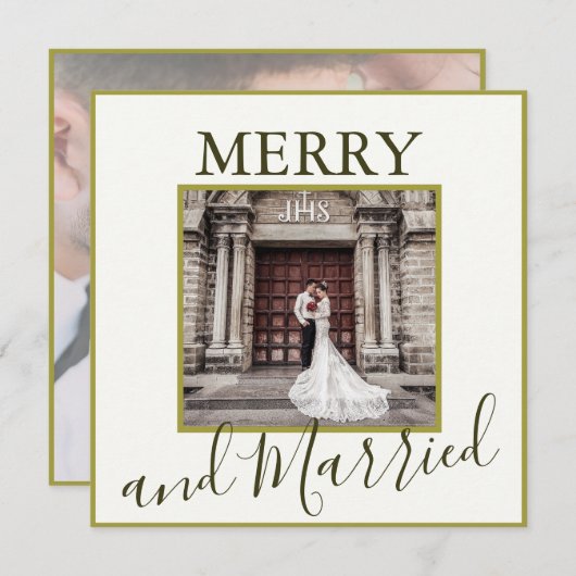 金ゴールドメリーと結婚したありがとうご結婚ざいます サンキューカード (正面/裏面)