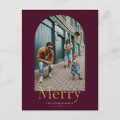 金ゴールドメリーアーチフレームフォトクリスマス ポストカード (正面)