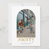 金ゴールドメリーアーチフレームフォトホリデーカード シーズンカード (正面)