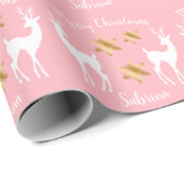 金ゴールドメリーエレガントクリスマスのスノーフレークのトナカイ ラッピングペーパー (ロールコーナー)