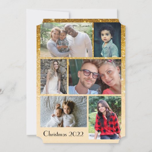 金ゴールドメリーエレガントクリスマスの映画のツリーの休日 サンキューカード (裏面)