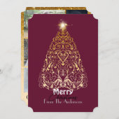 金ゴールドメリーエレガントクリスマスの映画のツリーの休日 サンキューカード (正面/裏面)